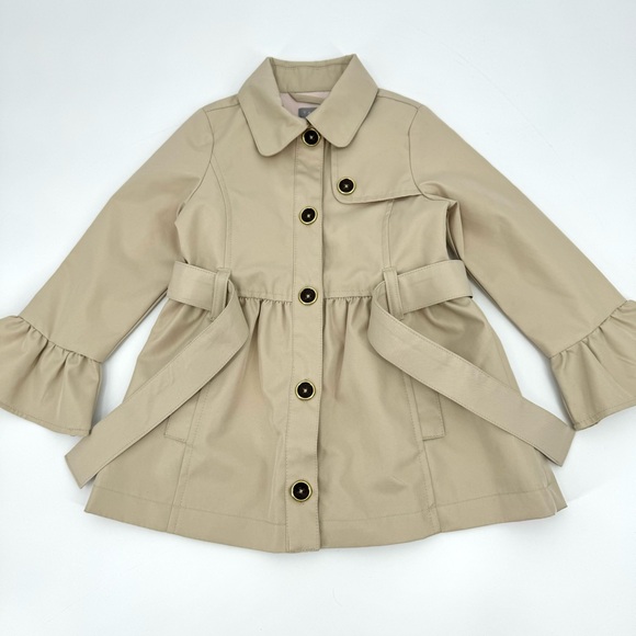 TARAHI Fit and Flare Ruffle Cuff Trench Coat - Picture 3 of 7